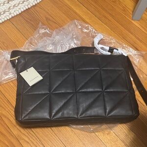 AllSaints Black Quilted Leather Shoulder Bag with Tag